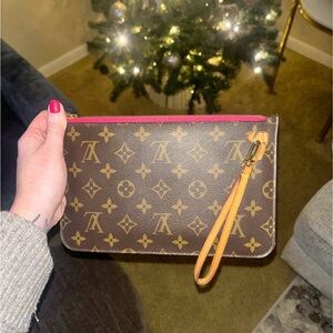 Louis Vuitton Red and Brown Monogram Pouch